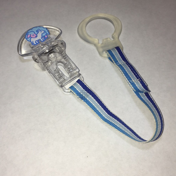 MAM Lamb Sheep Pacifier Leash Clip Striped Blue - Picture 8 of 8